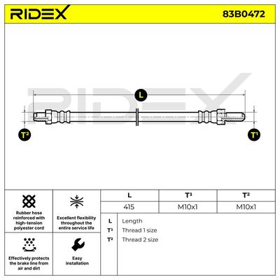 спирачен маркуч RIDEX 83B0472