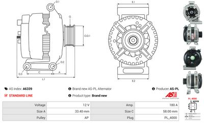 GENERATOR / ALTERNATOR AS-PL A6339 4