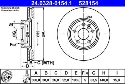 Тормозной диск ATE 24.0328-0154.1 для VOLVO V70