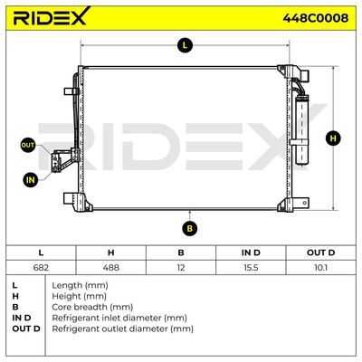 кондензатор, климатизация RIDEX 448C0008