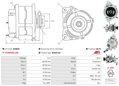 GENERATOR / ALTERNATOR AS-PL A2089S 5