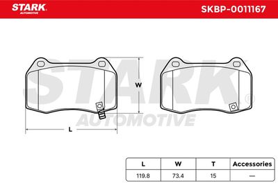 комплект спирачно феродо, дискови спирачки STARK SKBP-0011167
