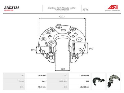 AS-PL - Usmerňovač alternátora , ARC3135