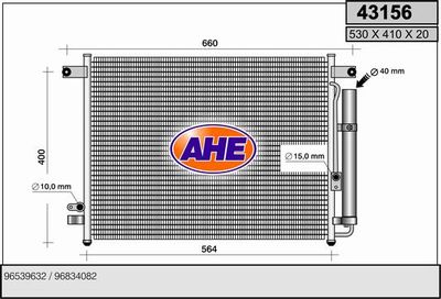 AHE 43156 Радиатор кондиционера  для CHEVROLET AVEO (Шевроле Авео)