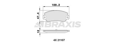 Комплект тормозных колодок, дисковый тормоз BRAXIS AA0352 для LANCIA DELTA