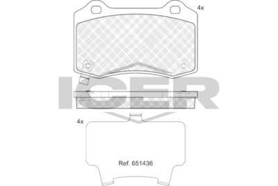 Zestaw klocków hamulcowych, hamulce tarczowe ICER 182230-208