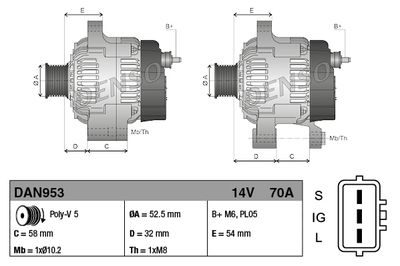 GENERATOR / ALTERNATOR DENSO DAN953 3