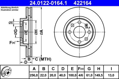 Тормозной диск ATE 24.0122-0164.1 для VOLVO 480