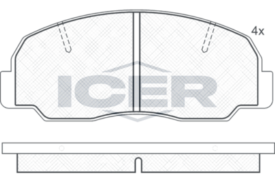 комплект спирачно феродо, дискови спирачки ICER 140604