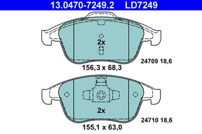 Комплект тормозных колодок, дисковый тормоз ATE 13.0470-7249.2 для RENAULT LATITUDE