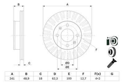 Тормозной диск BOSCH 0 986 479 E73 для KIA PICANTO