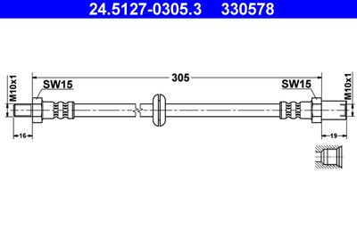 Тормозной шланг ATE 24.5127-0305.3 для LADA SAMARA