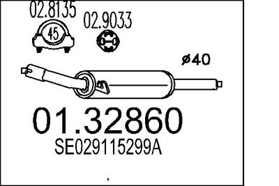 Средний глушитель выхлопных газов MTS 01.32860 для SEAT TERRA