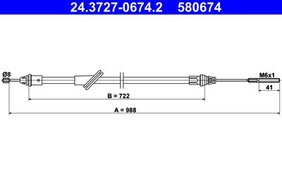 Тросик, cтояночный тормоз ATE 24.3727-0674.2 для FORD MAVERICK