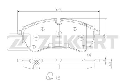 Комплект тормозных колодок, дисковый тормоз ZEKKERT BS-1842 для MAN TGE
