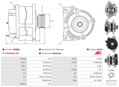 GENERATOR / ALTERNATOR AS-PL A9506S 4