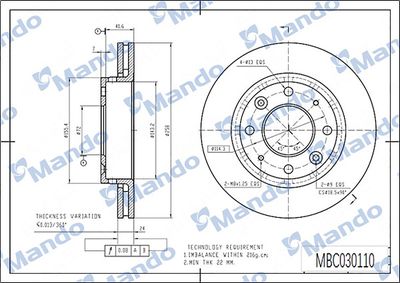 MANDO MBC030110 Тормозные диски для KIA CLARUS
