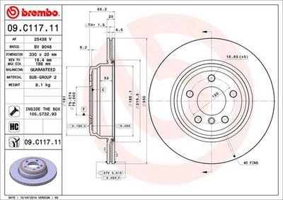 Тормозной диск BREMBO 09.C117.11 для BMW 4