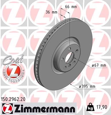 Тормозной диск ZIMMERMANN 150.2962.20 для ROLLS-ROYCE PHANTOM