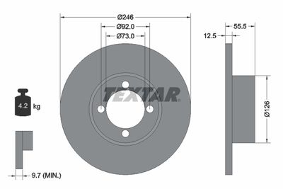 Тормозной диск TEXTAR 92010700 для OPEL REKORD
