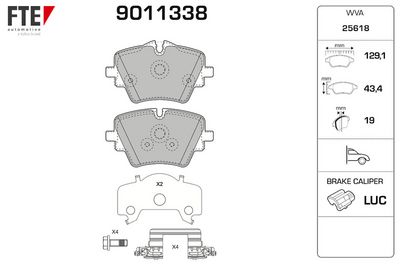 комплект спирачно феродо, дискови спирачки FTE 9011338