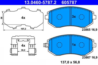 Комплект тормозных колодок, дисковый тормоз ATE 13.0460-5787.2 для SUBARU BRZ