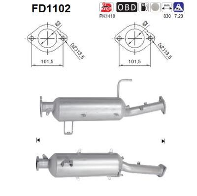 Filtr sadzy / filtr cząstek stałych, układ wydechowy AS FD1102