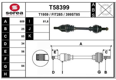 Приводной вал EAI T58399 для FIAT IDEA