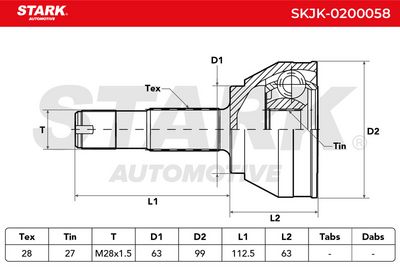 каре комплект, полуоска STARK SKJK-0200058