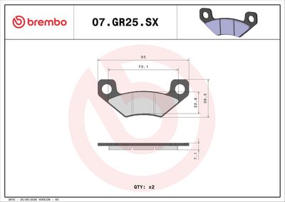 Komplet kočnih obloga, disk kočnica BREMBO 07GR25SX
