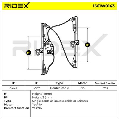 стъклоподемник RIDEX 1561W0143