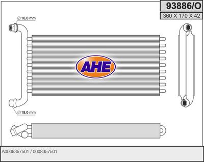 AHE 93886/O Радіатор пічки 