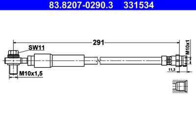 Тормозной шланг ATE 83.8207-0290.3 для VW T-ROC