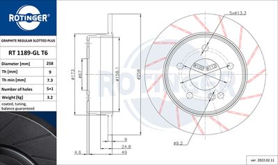 Tarcza hamulcowa ROTINGER RT 1189-GL T6