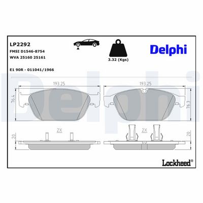 комплект спирачно феродо, дискови спирачки DELPHI