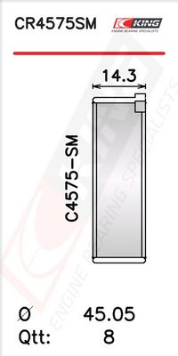 Черупка на биелен лагер KING CR4575SM0.25