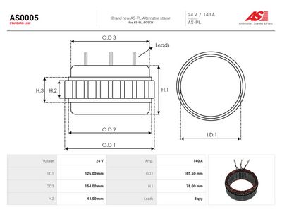 AS-PL - Stator, generátor MERCEDES-BENZ, IVECO , AS0005