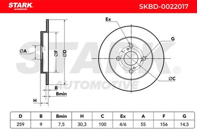 спирачен диск STARK SKBD-0022017