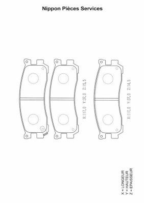 Комплект тормозных колодок, дисковый тормоз NPS M361A14 для MAZDA MPV