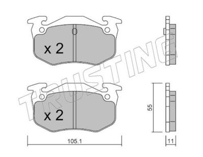 Sada brzdových destiček, kotoučová brzda TRUSTING 040.0