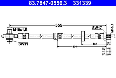 Тормозной шланг ATE 83.7847-0556.3 для VW SHARAN