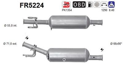 Filtr sadzy / filtr cząstek stałych, układ wydechowy AS FR5224