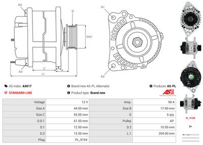 GENERATOR / ALTERNATOR AS-PL A4017 4