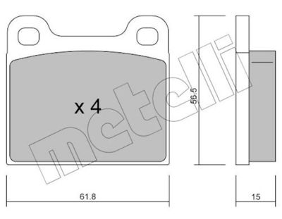 комплект спирачно феродо, дискови спирачки METELLI 22-0003-0