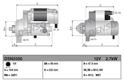 Startmotor DENSO DSN2050 för CUMMINS