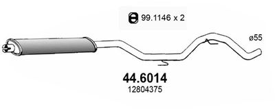 Средний глушитель выхлопных газов ASSO 44.6014 для SAAB 9-3X