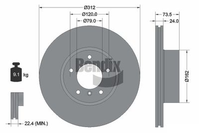 спирачен диск BENDIX Braking BDS1084HC