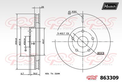 Тормозной диск MAXTECH 863309 для SUBARU SVX