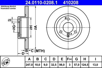 Тормозной диск ATE 24.0110-0208.1 для CITROËN AX