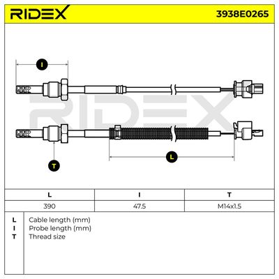 датчик, температура на изгорелите газове RIDEX 3938E0265